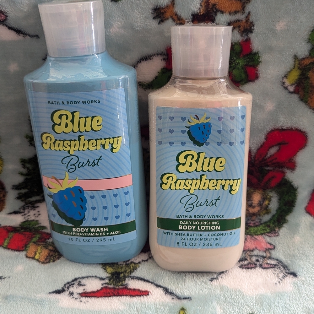 Bath & Body Works - Blue Raspberry Burst - Body Wash and Lotion Set